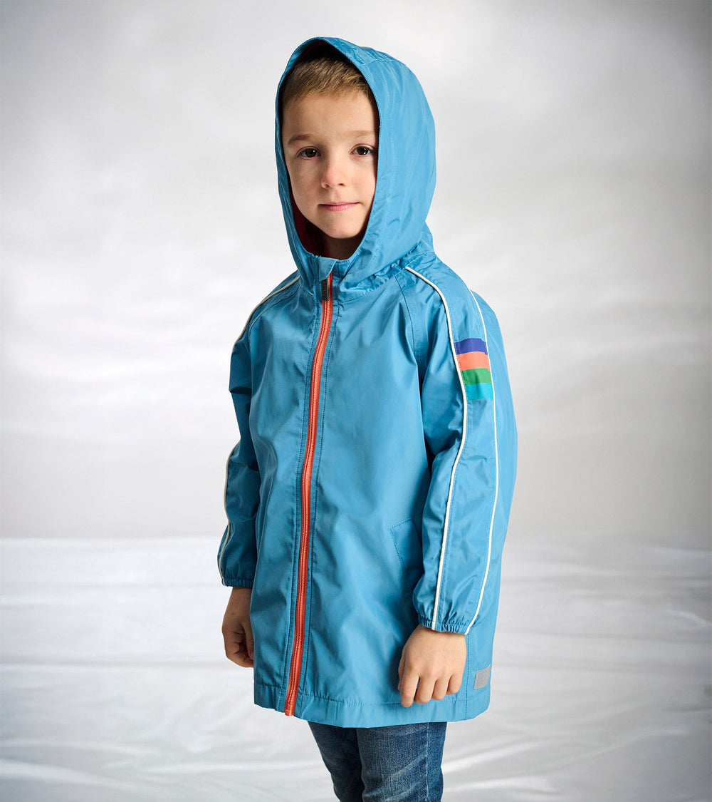 Hatley Boys Niagara Blue Jersey Lined-Rain Jacket