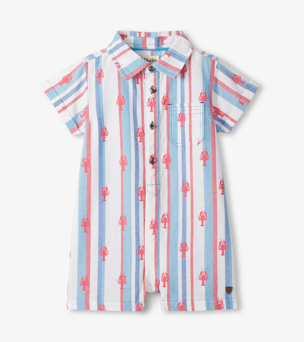Hatley Baby Boys Preppy Lobsters Woven Romper