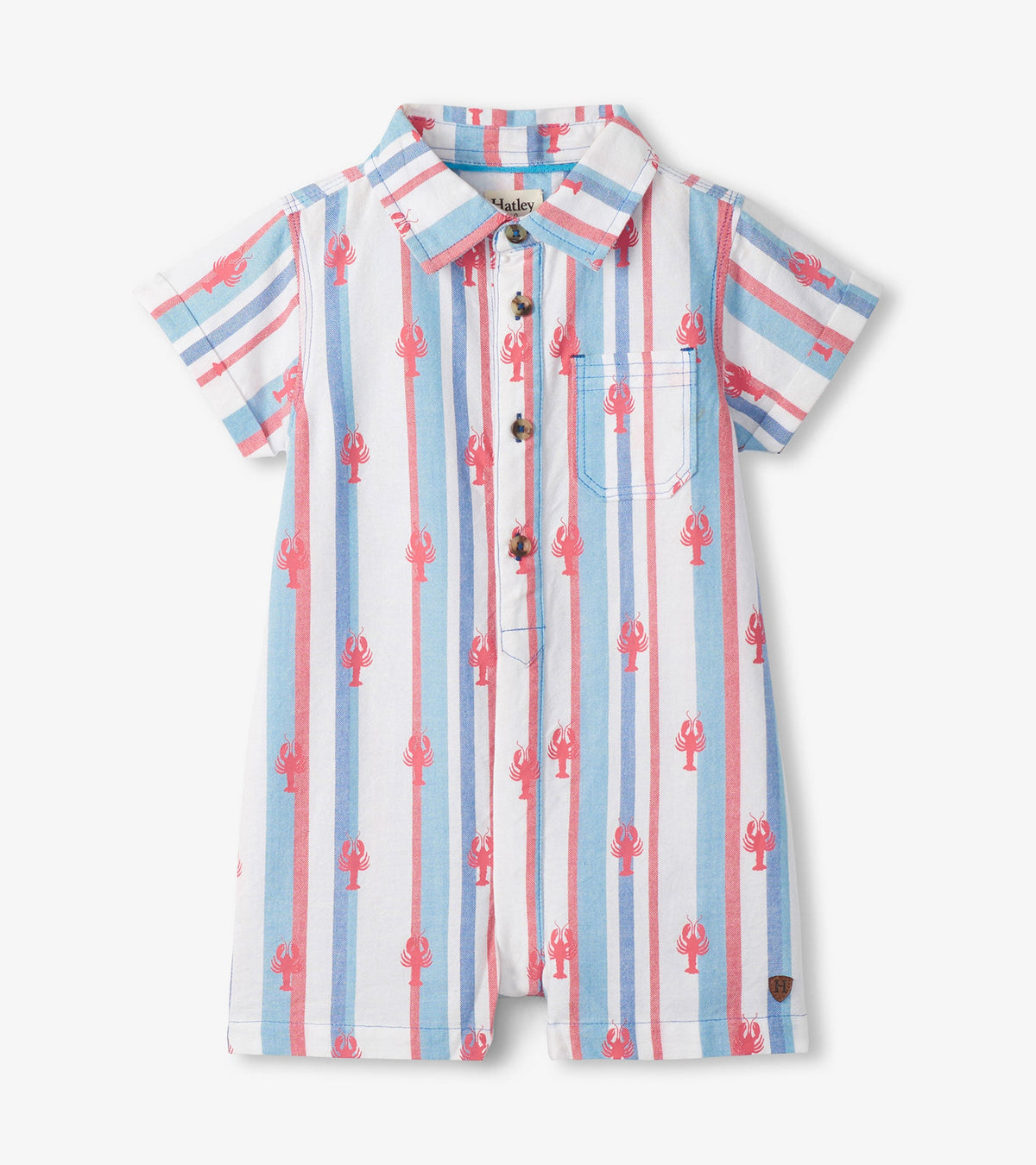 Hatley Baby Boys Preppy Lobsters Woven Romper
