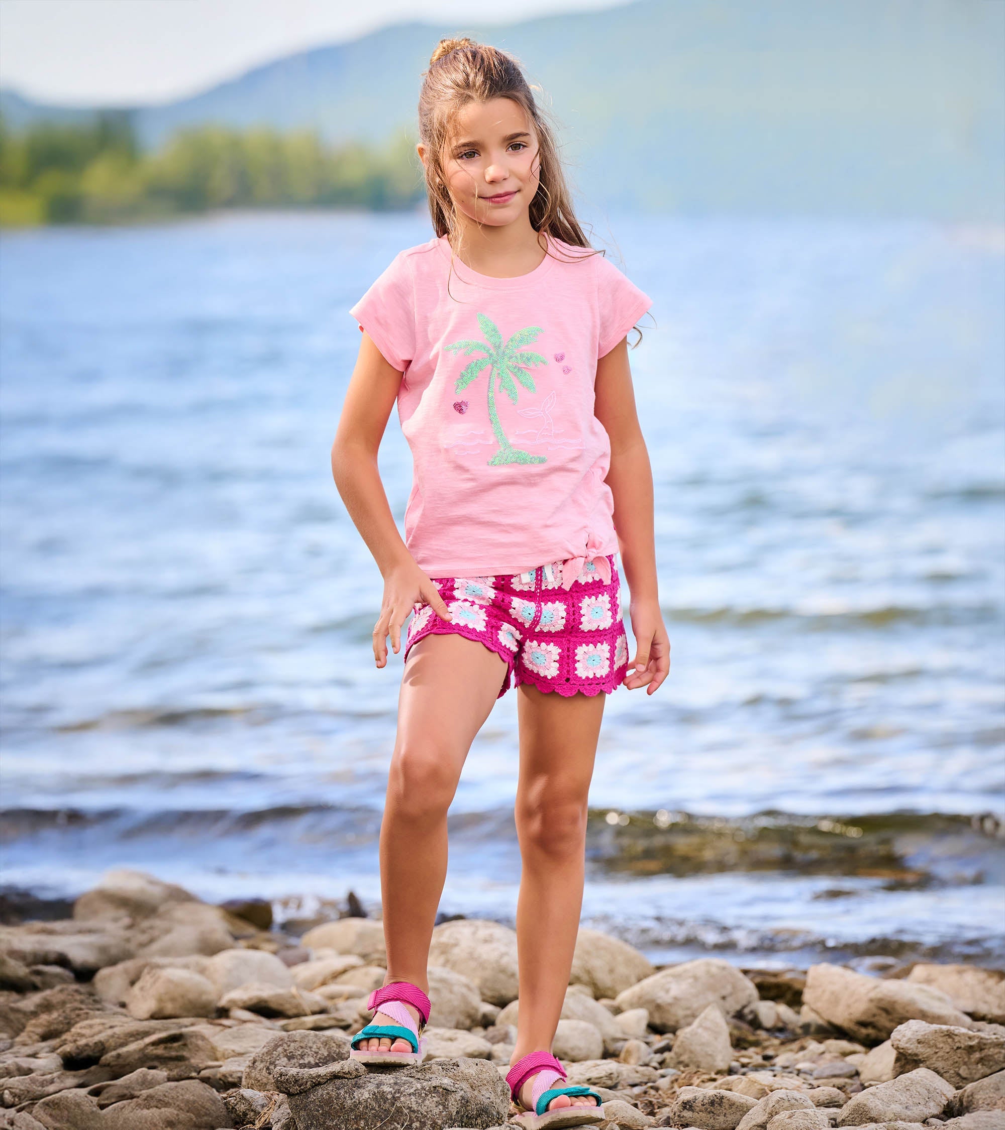 Hatley Girls Summer Palm Tie Front T-Shirt