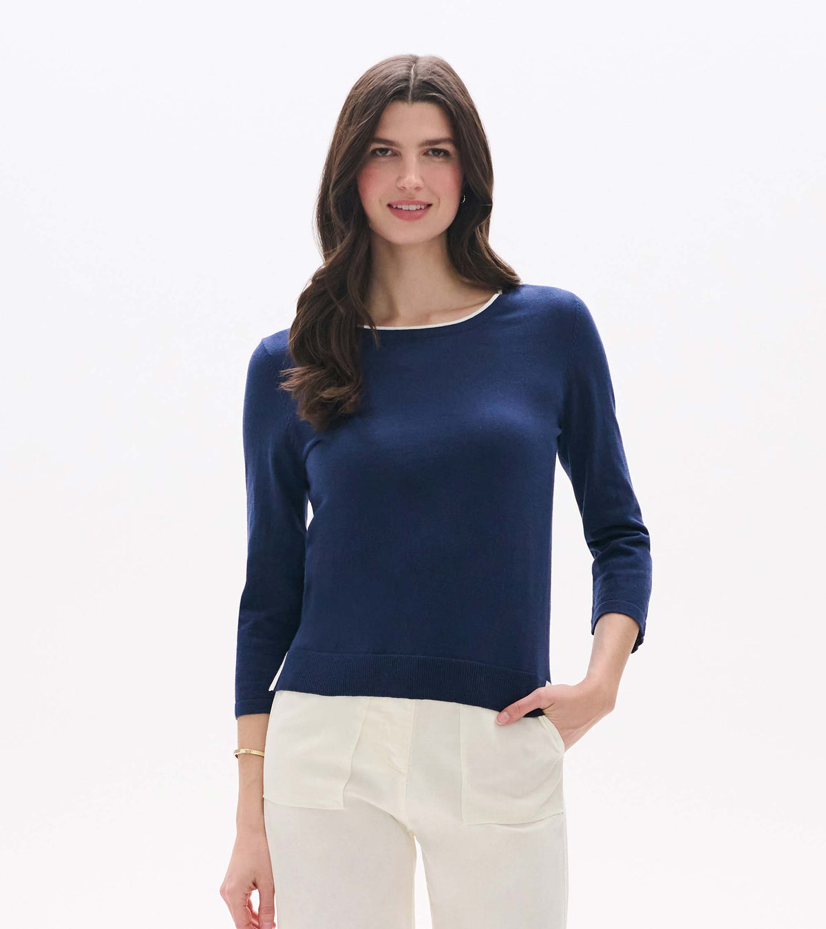 Hatley 3/4 Sleeve Knit Top - Patriot Blue