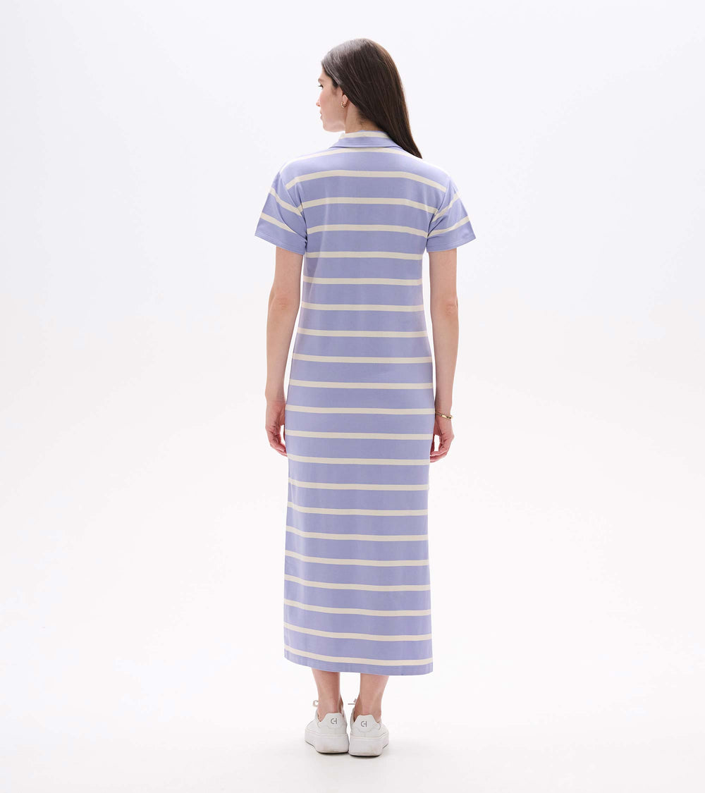 Hatley Contrast Zip Maxi Dress - Pale Iris Stripes