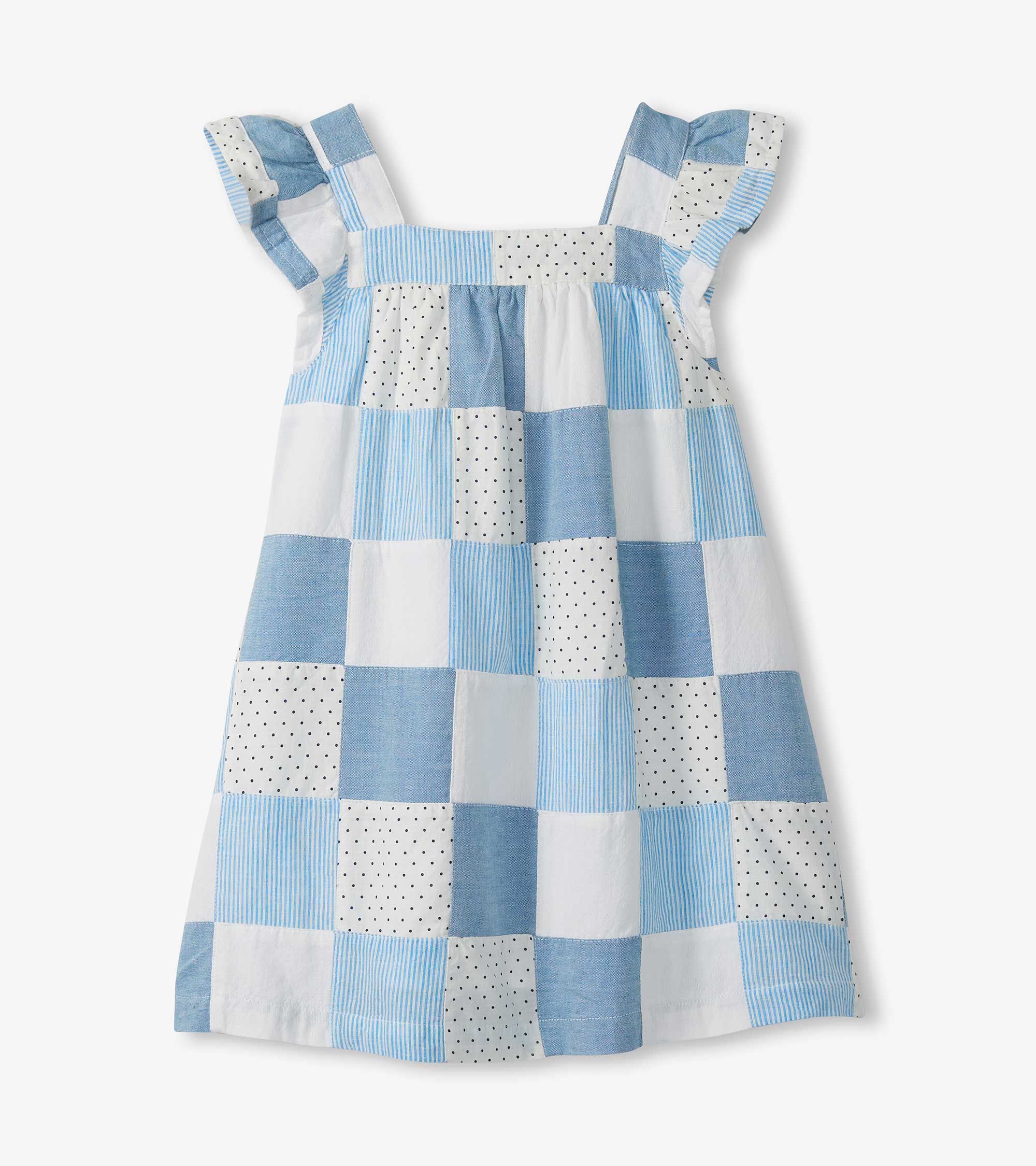Hatley Girls Chambray Patches Flutter Puff Dress