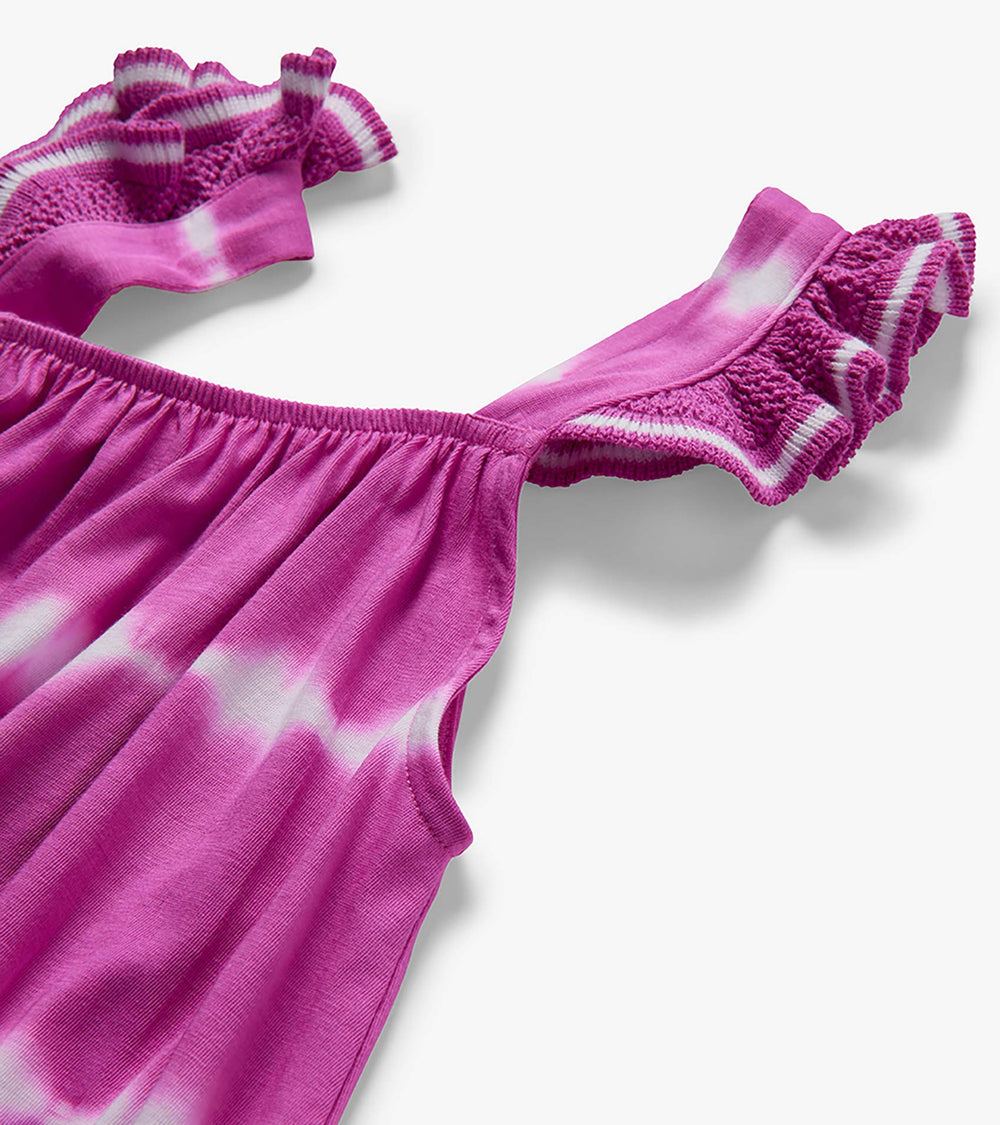 Hatley Girls Purple Orchid Tie Dye Crochet Sleeve Dress
