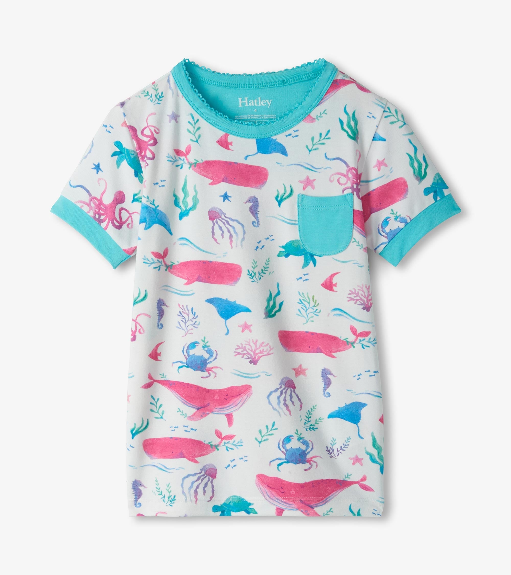 Hatley Girls Painted Sealife Bamboo Short Pajama Set