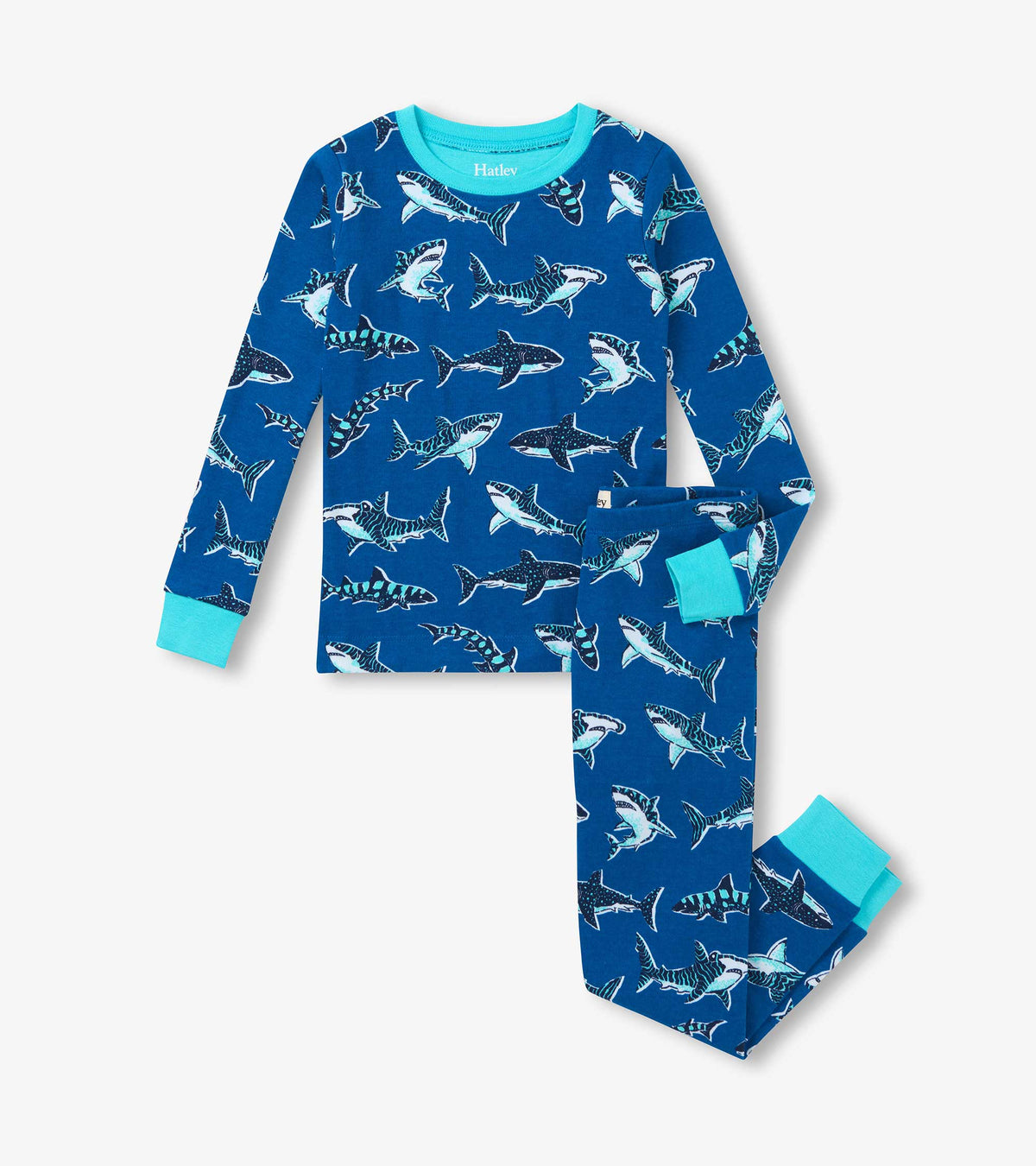 Hatley Boys Patterned Sharks Cotton Pajama Set