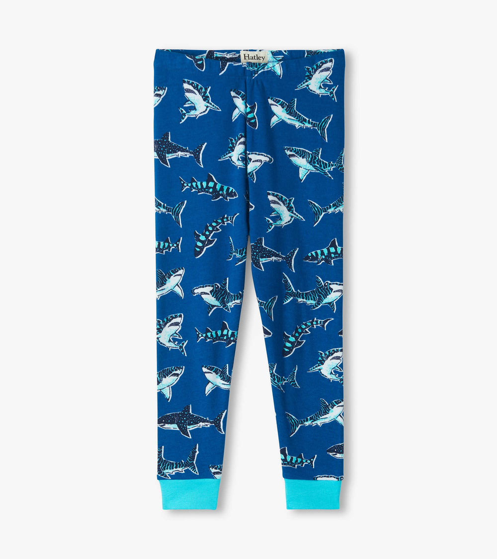 Hatley Boys Patterned Sharks Cotton Pajama Set