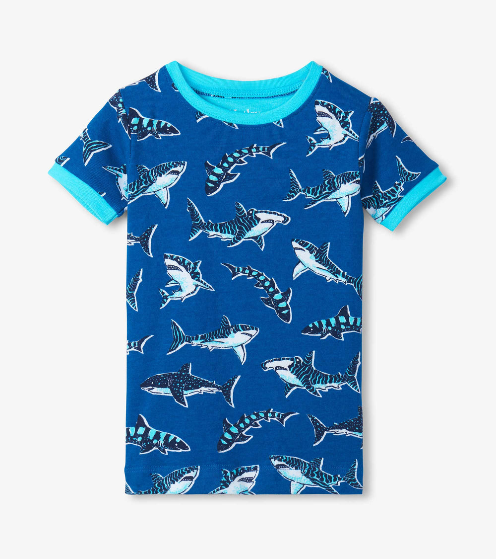 Hatley Boys Patterned Sharks Cotton Short Pajama Set