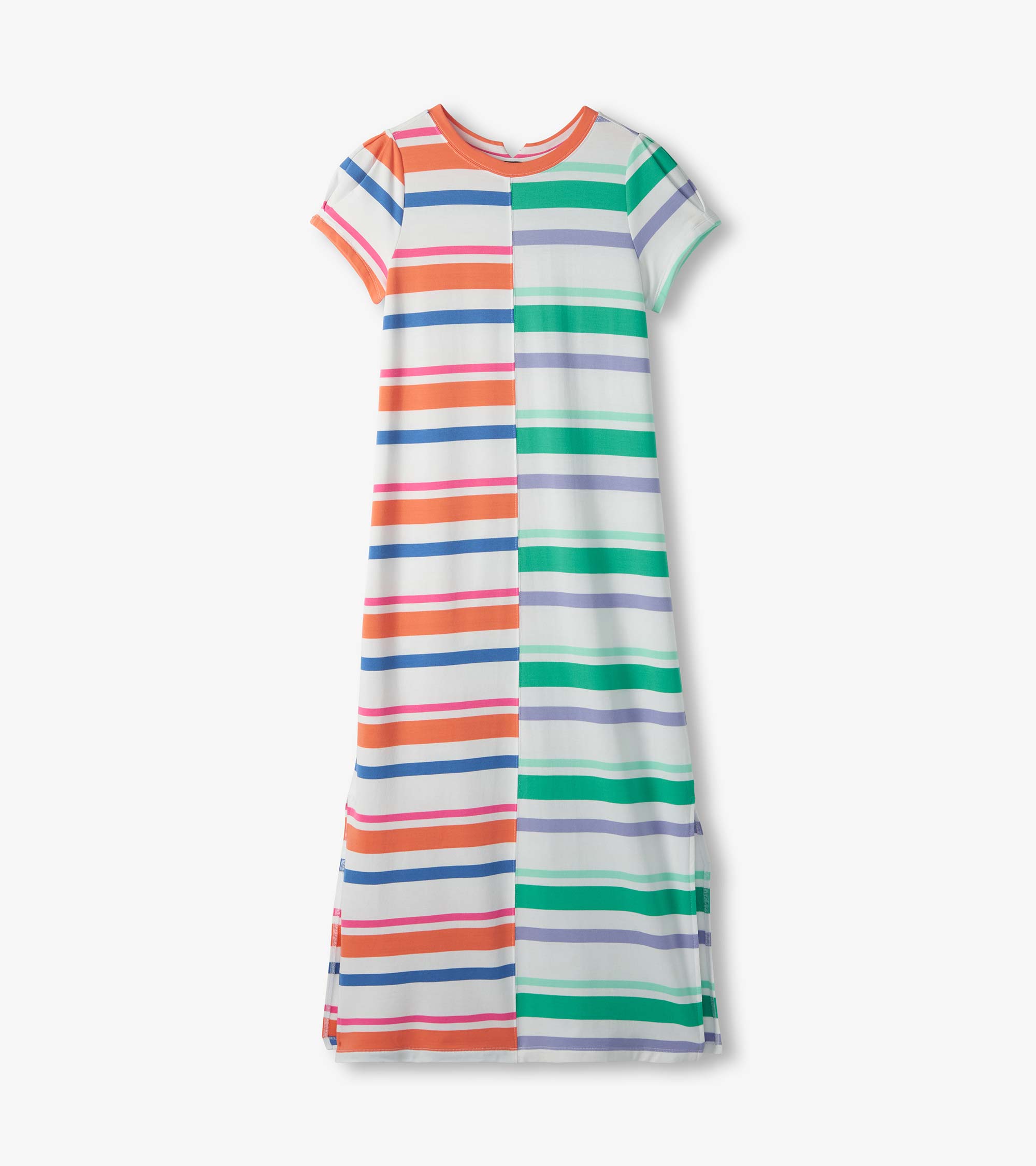 Hatley Pleated Sleeve Midi Dress - Offset Stripes