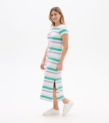 Hatley Pleated Sleeve Midi Dress - Offset Stripes