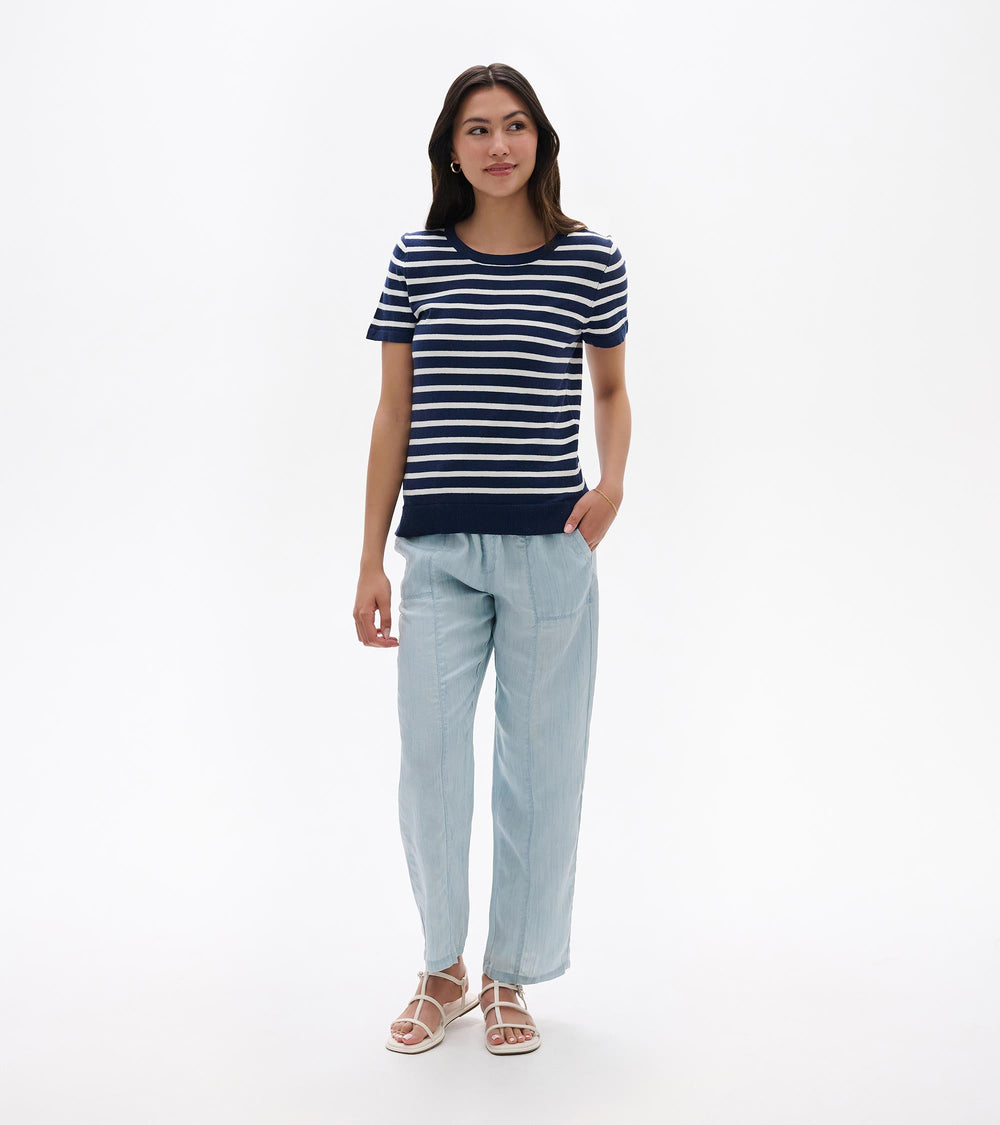 Hatley Simone Knit Tee - Navy & White Stripes