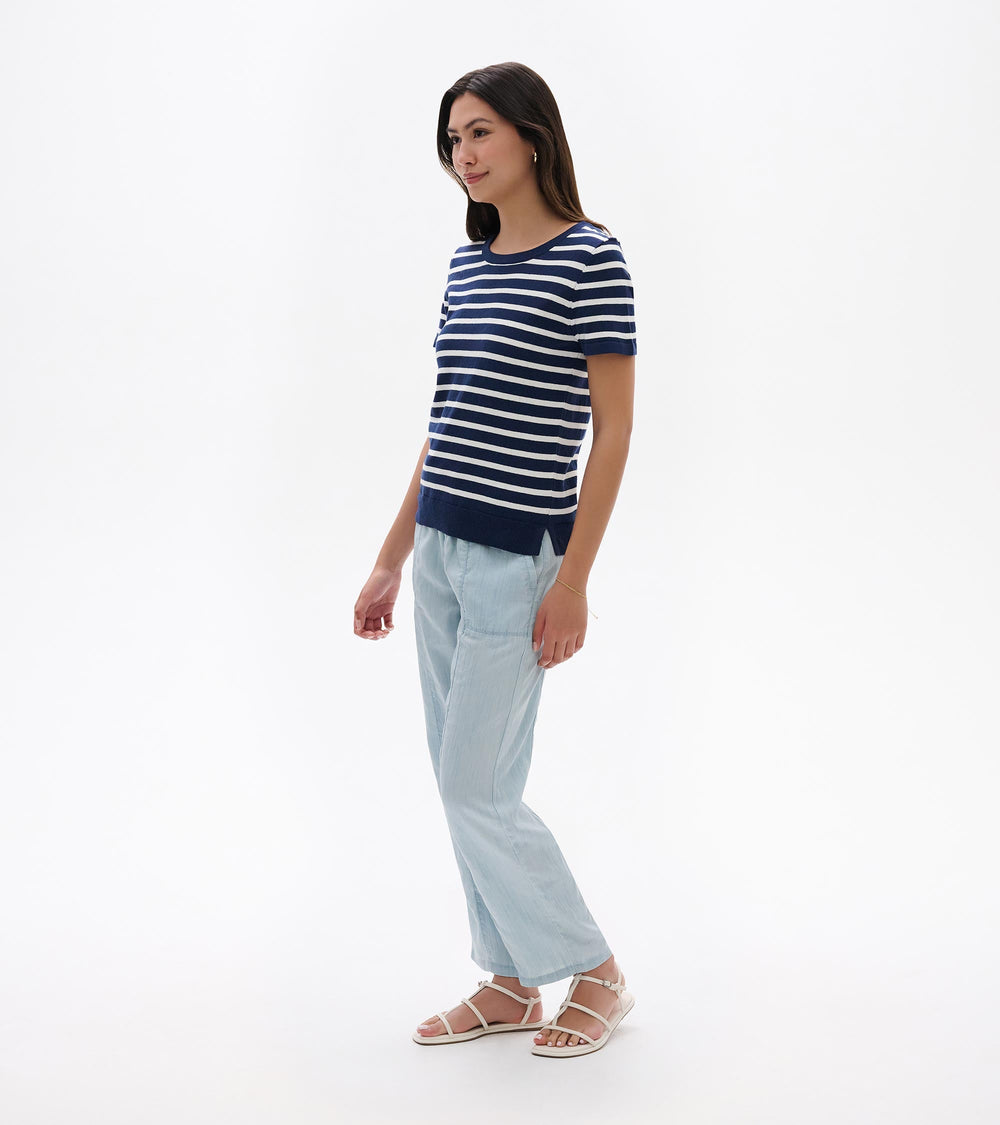 Hatley Simone Knit Tee - Navy & White Stripes