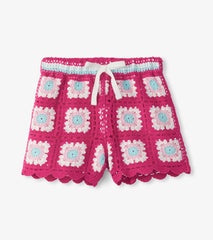 Hatley Girls Raspberry Rose Crochet Shorts
