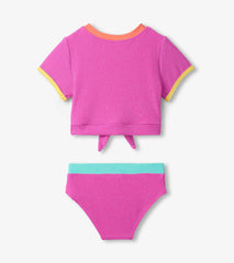 Hatley Girls Hot Pink Tie-Front Two-Piece Swimsuit
