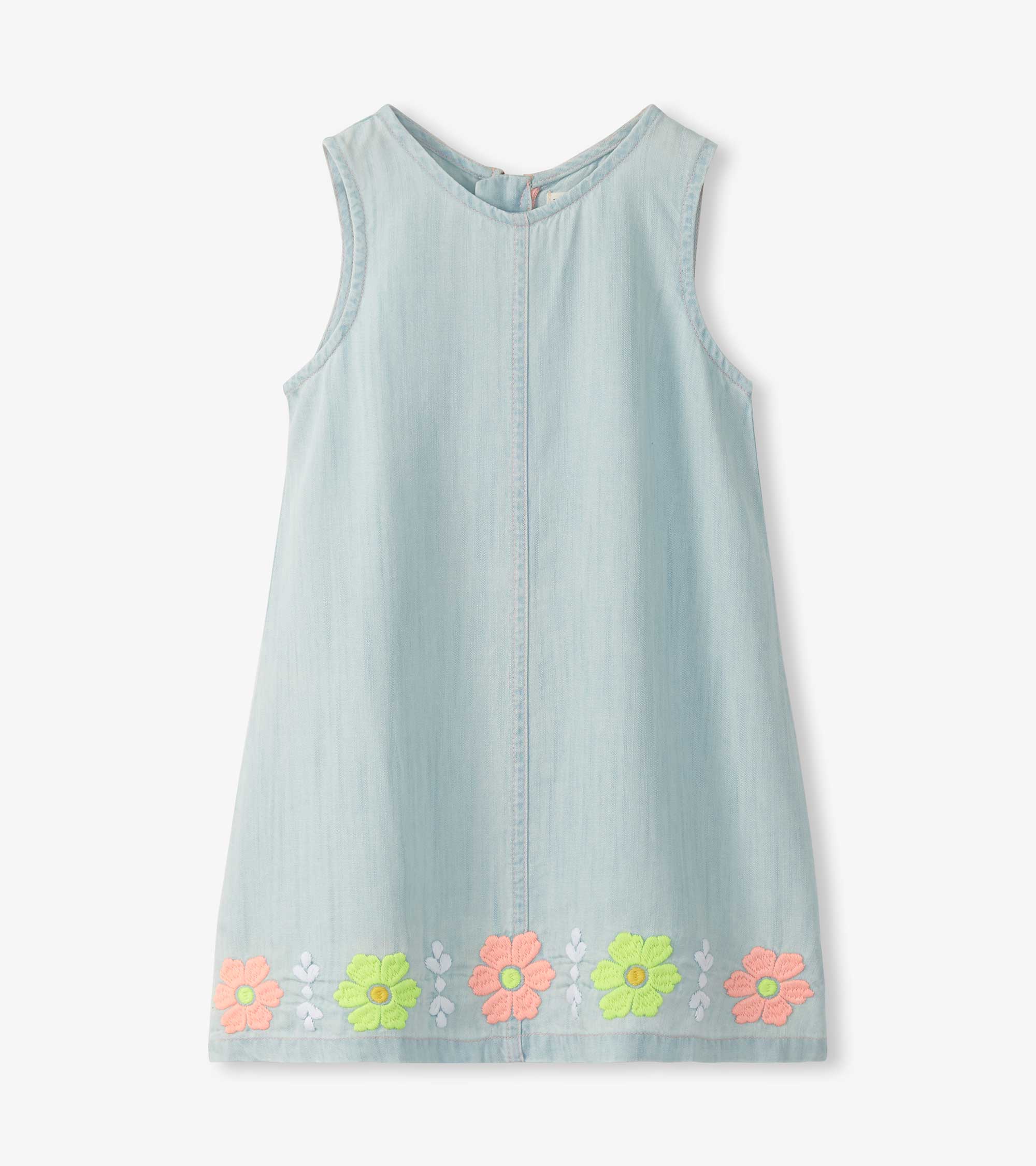 Hatley Girls Soft Blue Tencel Embroidered Pinafore Dress