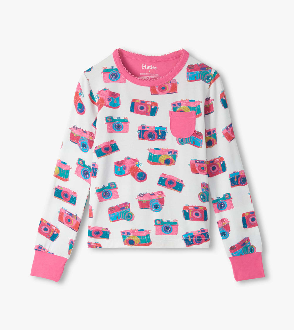 Hatley Girls Sketchy Cameras Bamboo Pajama Set