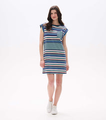 Hatley Pocket Tee Dress - Seaside Stripes