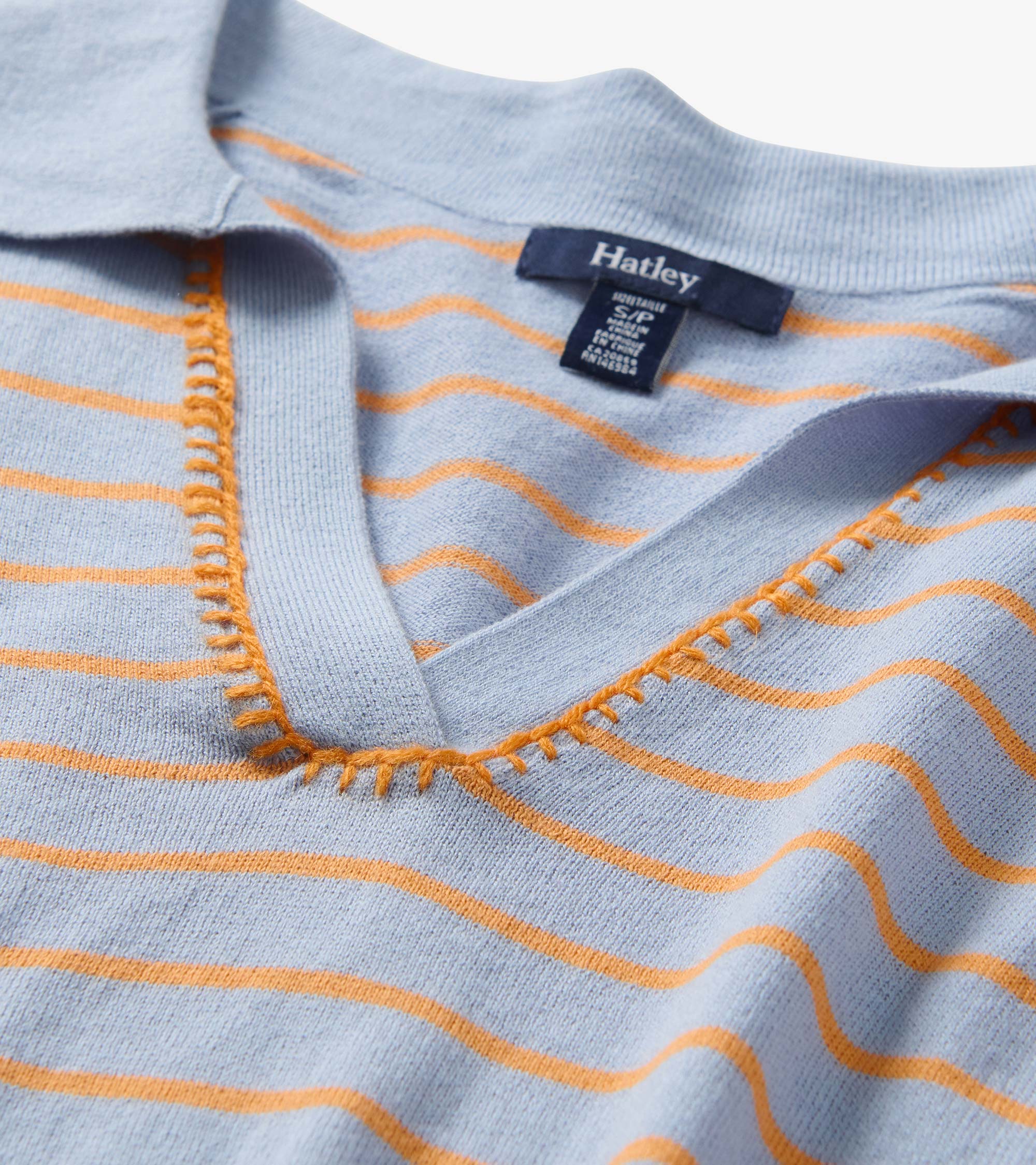 Hatley Johnny Collar Top - Serenity Stripe