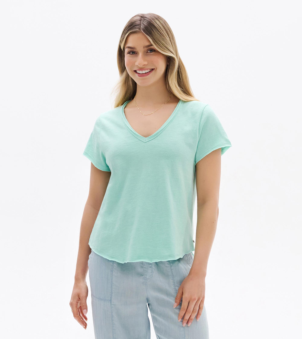 Hatley Sadie V-Neck Tee - Sea Glass