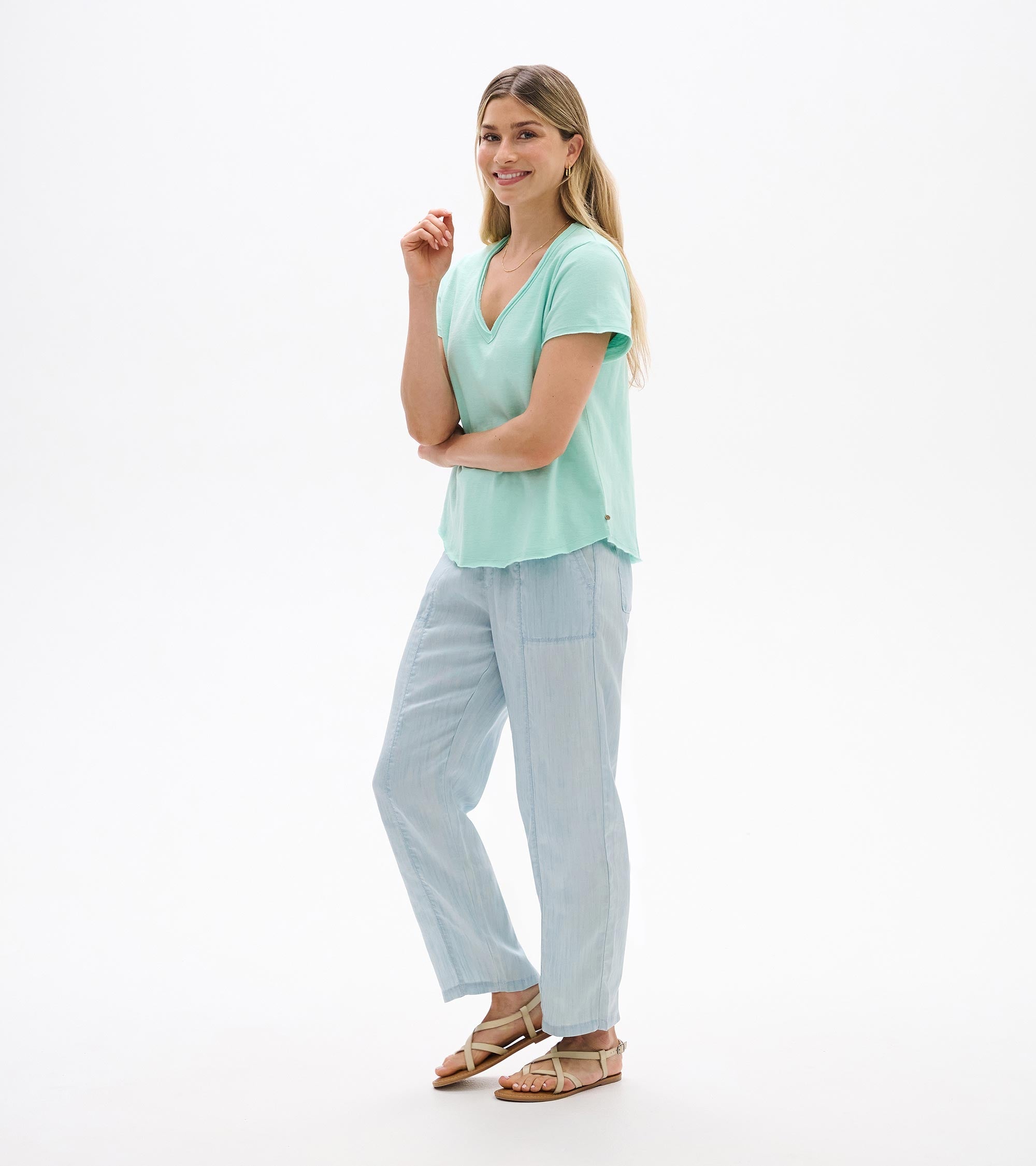 Hatley Sadie V-Neck Tee - Sea Glass