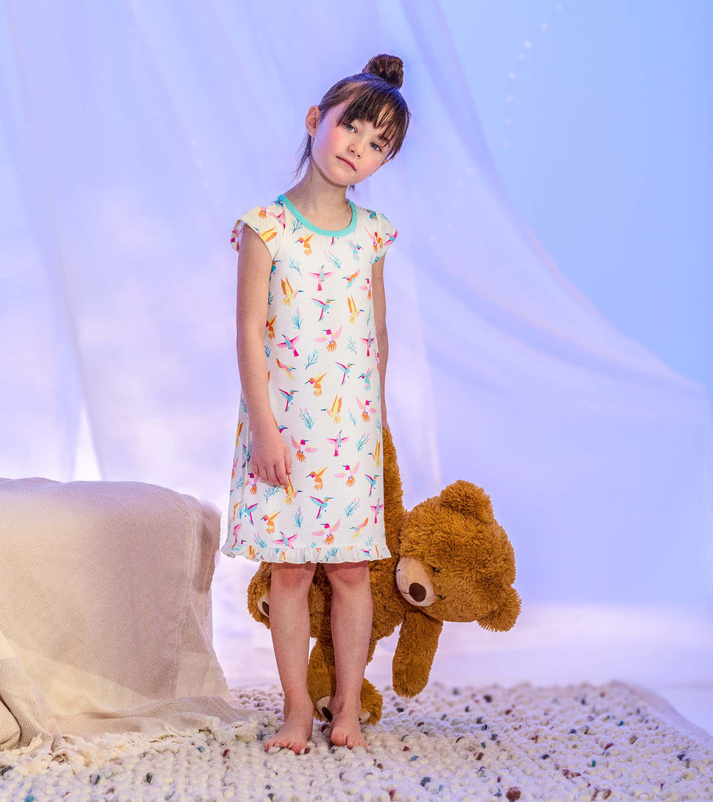 Hatley Girls Springtime Hummingbirds Ruffle Hem Nightdress