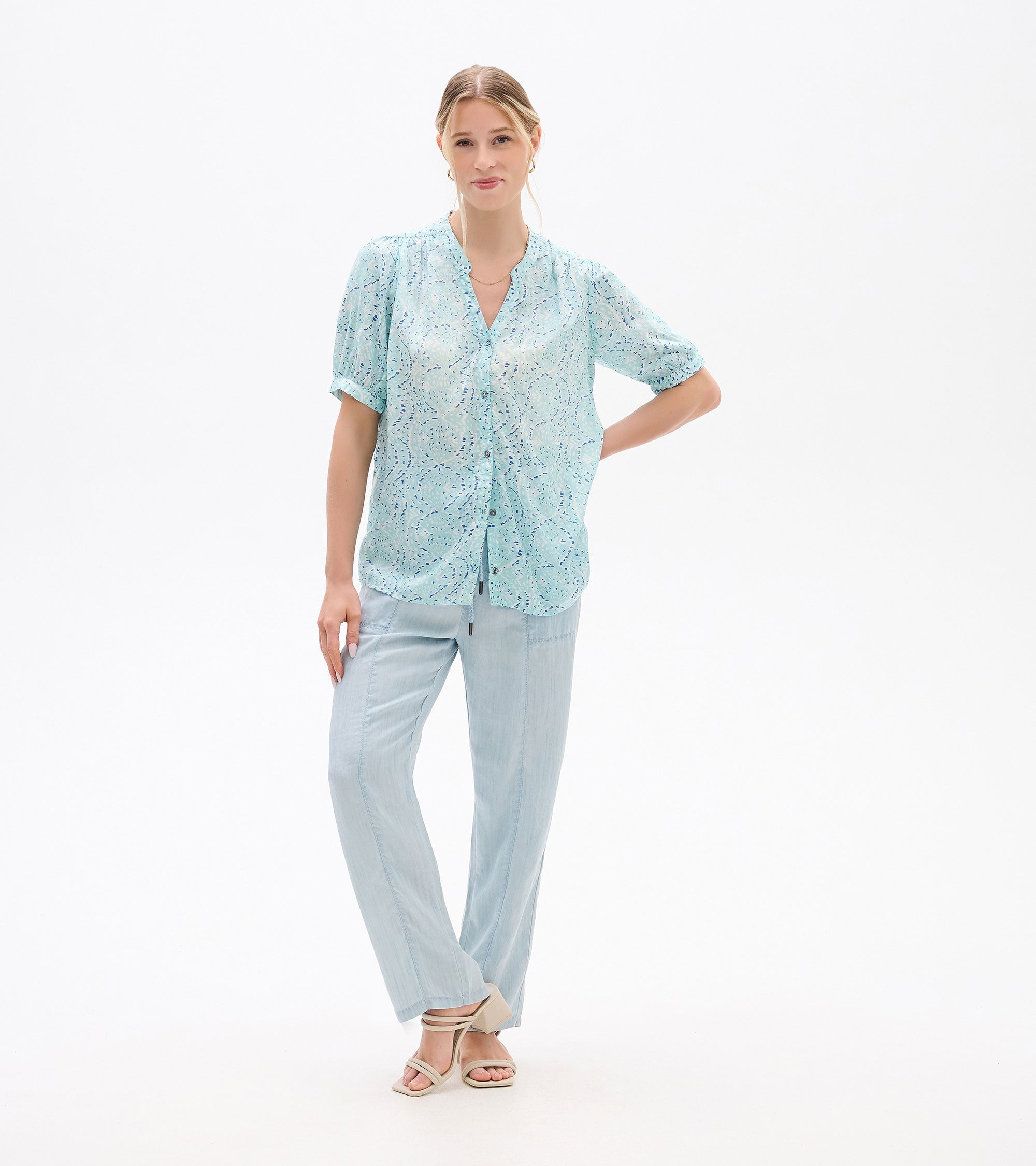 Hatley Ivy Blouse - Beach Glass Ikat