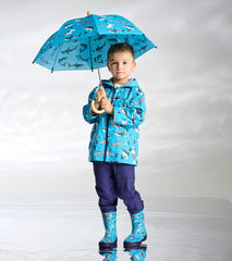 Hatley Boys Color Changing Shark Party Zip-Up Rain Jacket