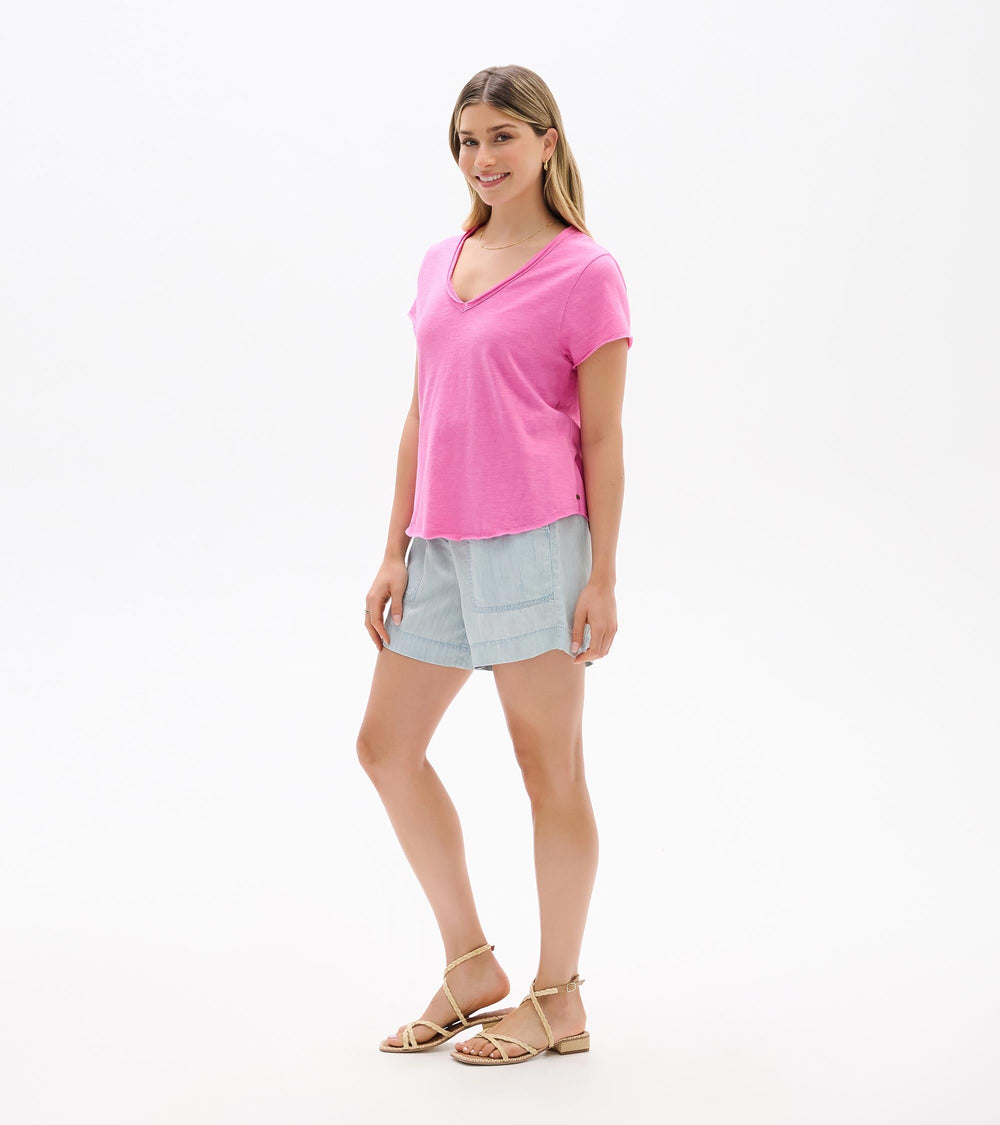 Hatley Sadie V-Neck Tee - Super Pink