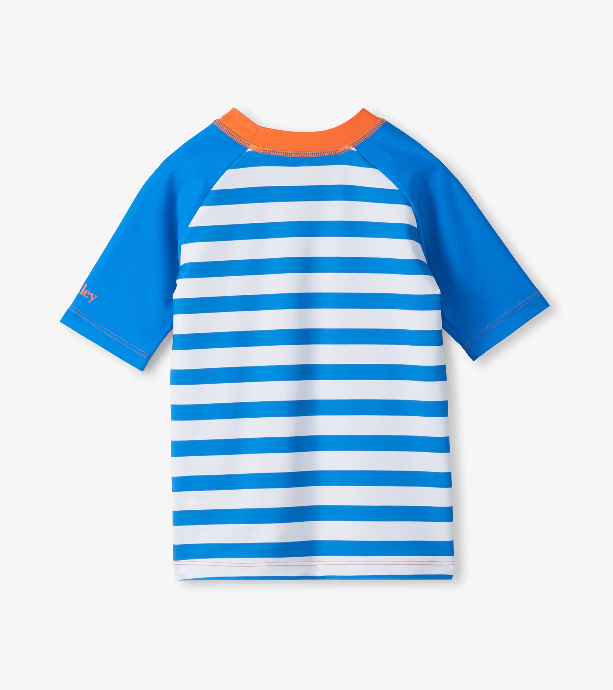 Hatley Boys Blue Stripe & Orange Short Sleeve Rashguard