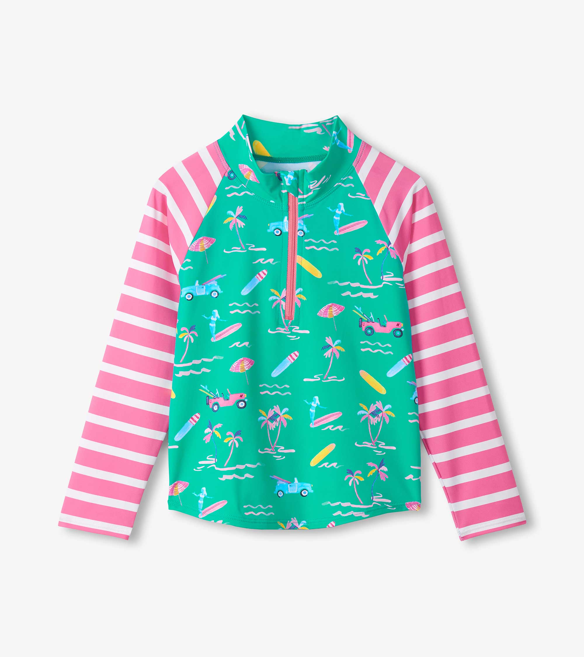 Hatley Girls Tropical Long Sleeve Two-Piece Rashguard Swimsuit