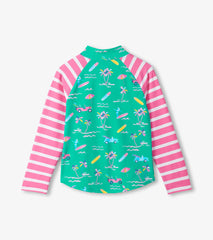 Hatley Girls Tropical Long Sleeve Two-Piece Rashguard Swimsuit