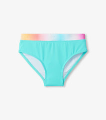 Hatley Girls Turquoise Shimmer Long Sleeve Two-Piece Rashguard Swimsuit