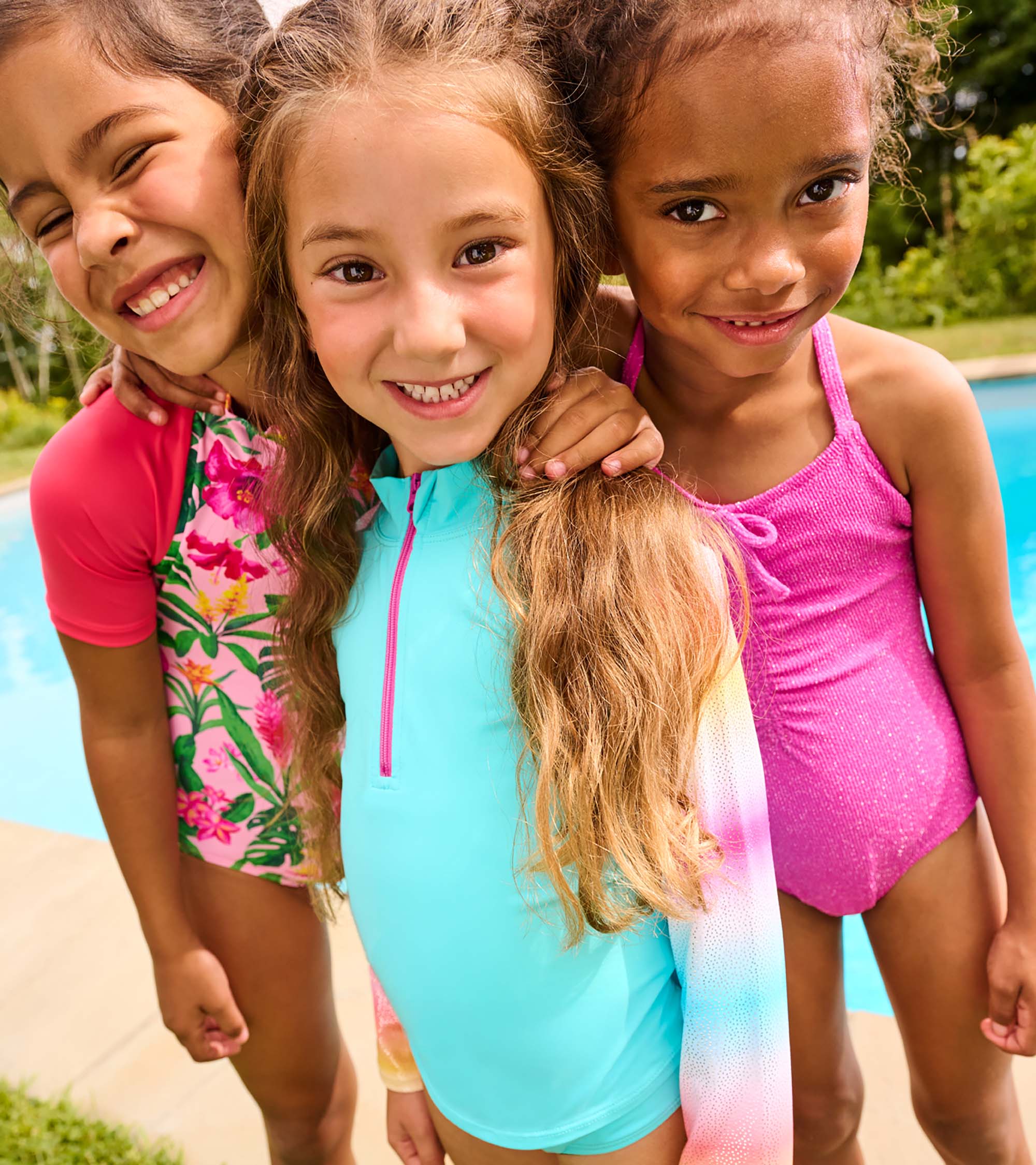 Hatley Girls Turquoise Shimmer Long Sleeve Two-Piece Rashguard Swimsuit