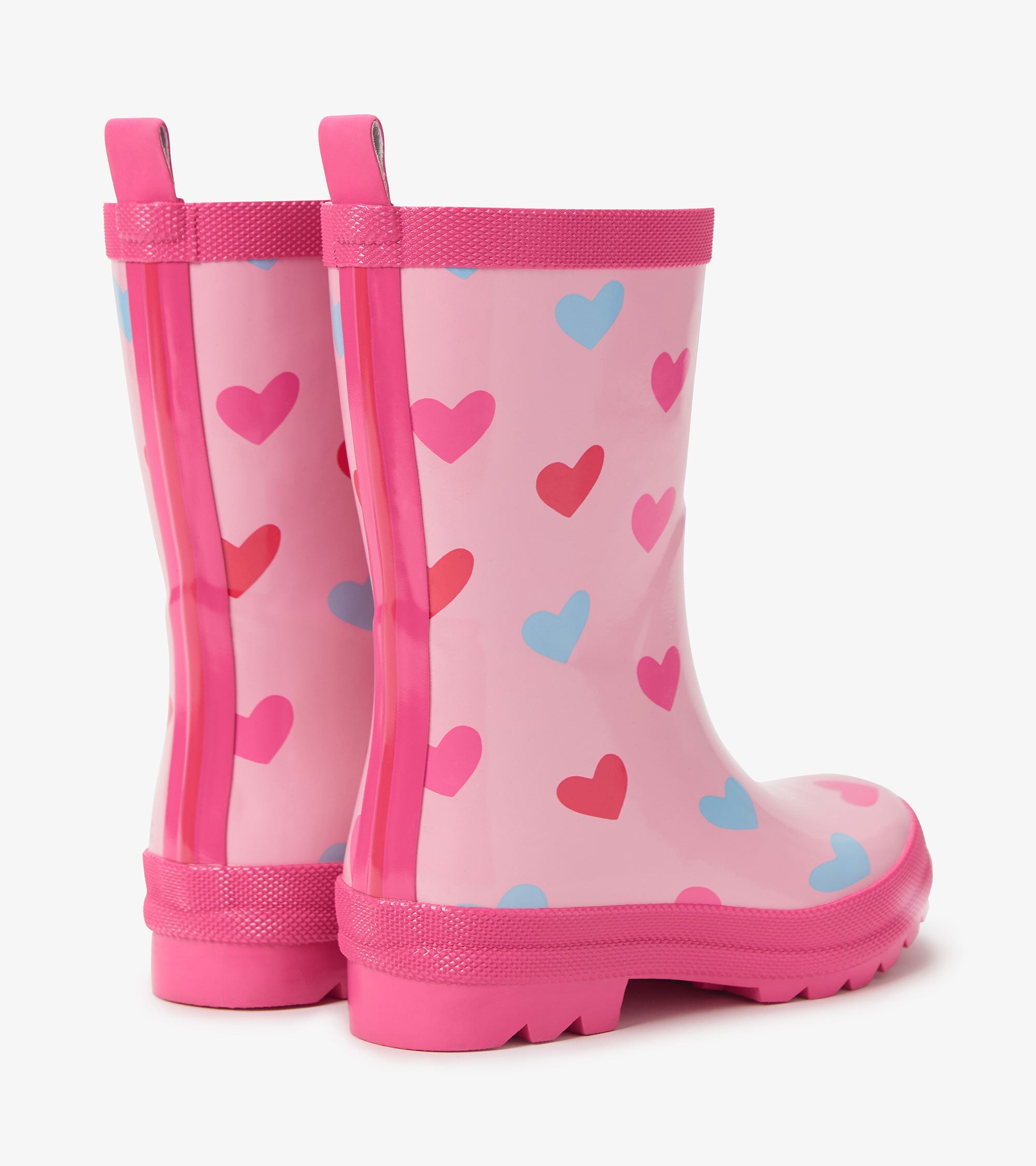 Hatley Girls Pink Hearts Shiny Rain Boot