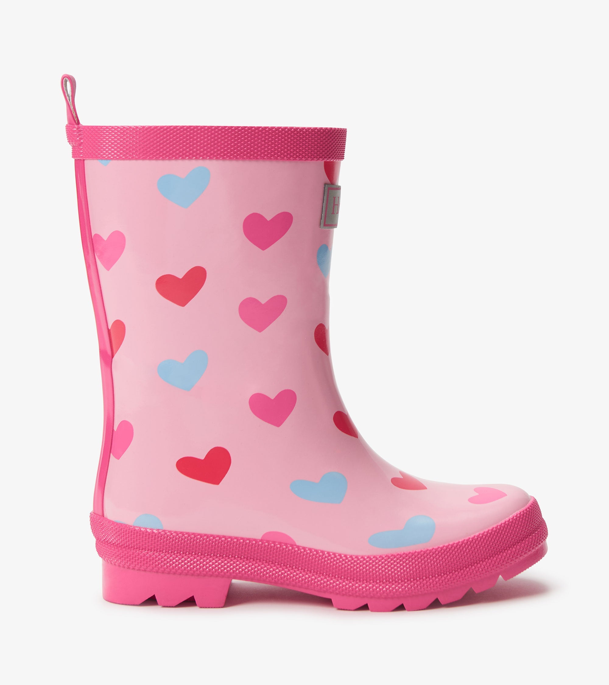 Hatley Girls Pink Hearts Shiny Rain Boot