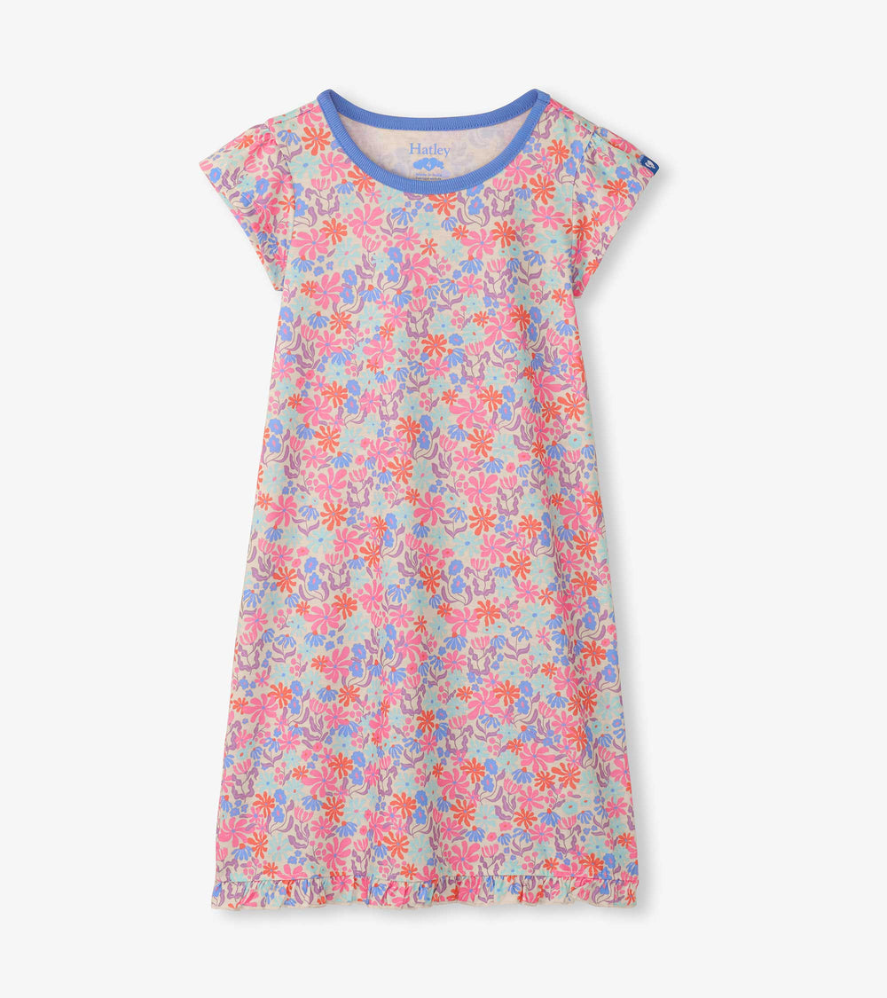 Hatley Girls Whimsical Flowers Ruffle Hem Nightdress