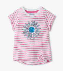 Hatley Girls Radiant Flower Striped Tie Front T-Shirt