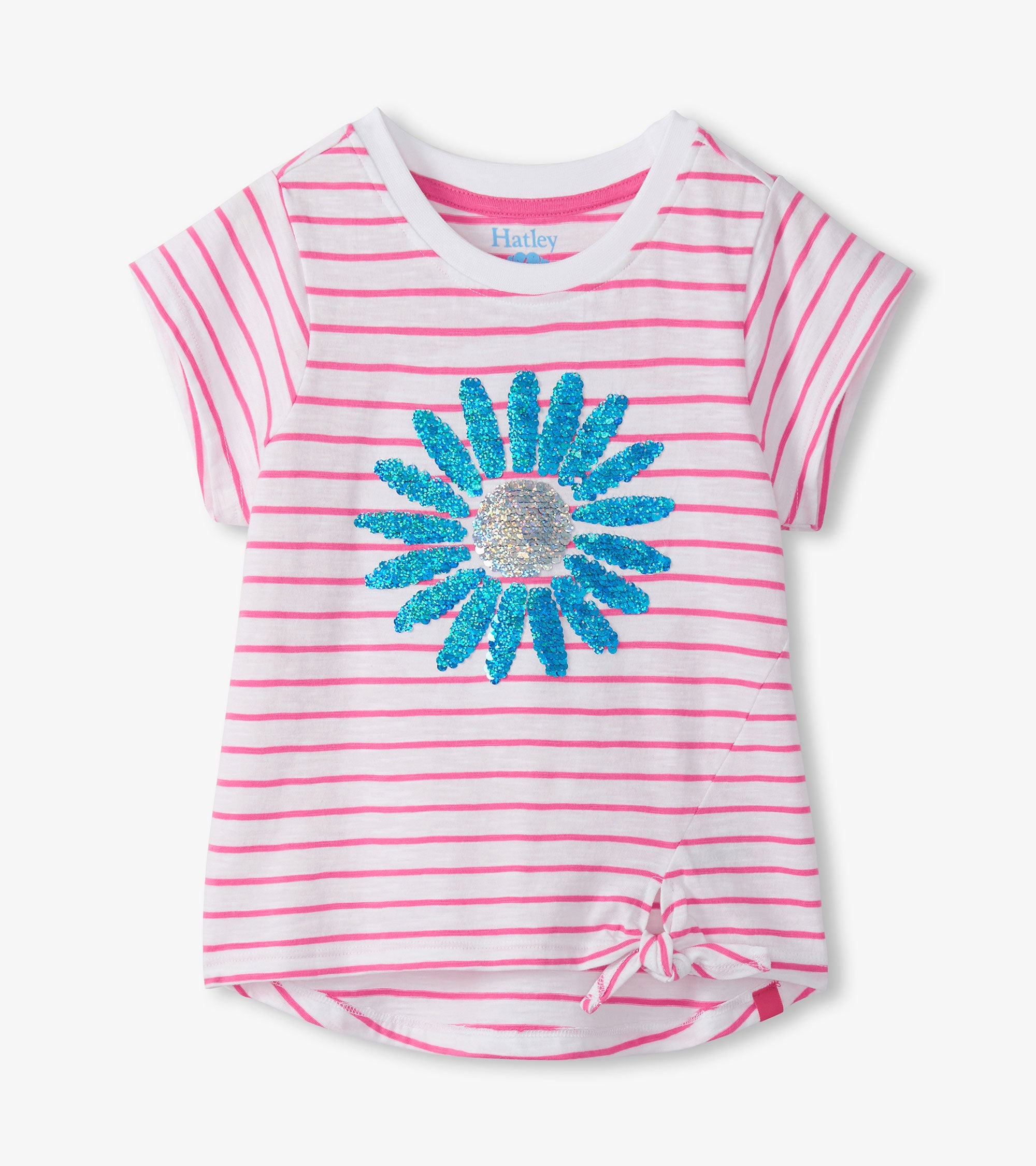 Hatley Girls Radiant Flower Striped Tie Front T-Shirt