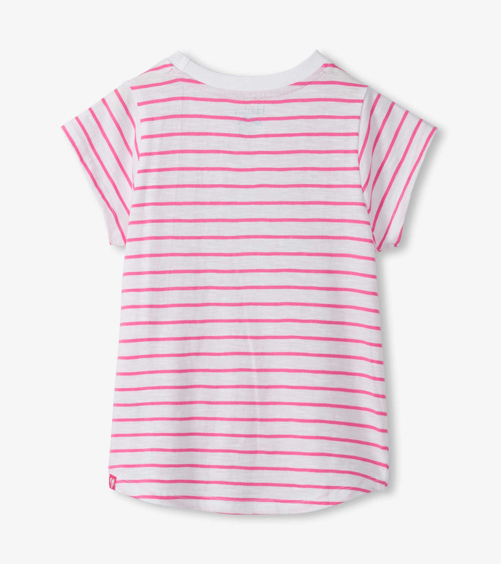 Hatley Girls Radiant Flower Striped Tie Front T-Shirt