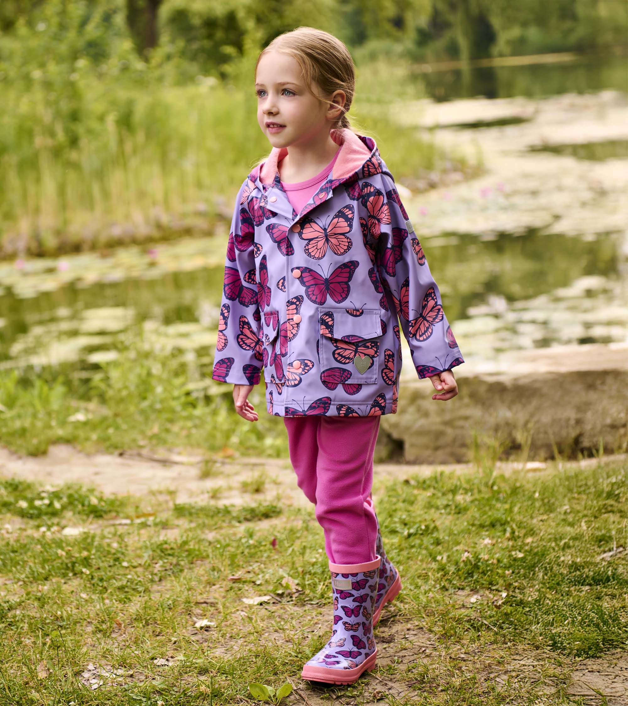Hatley Girls Violet Butterflies Rain Jacket