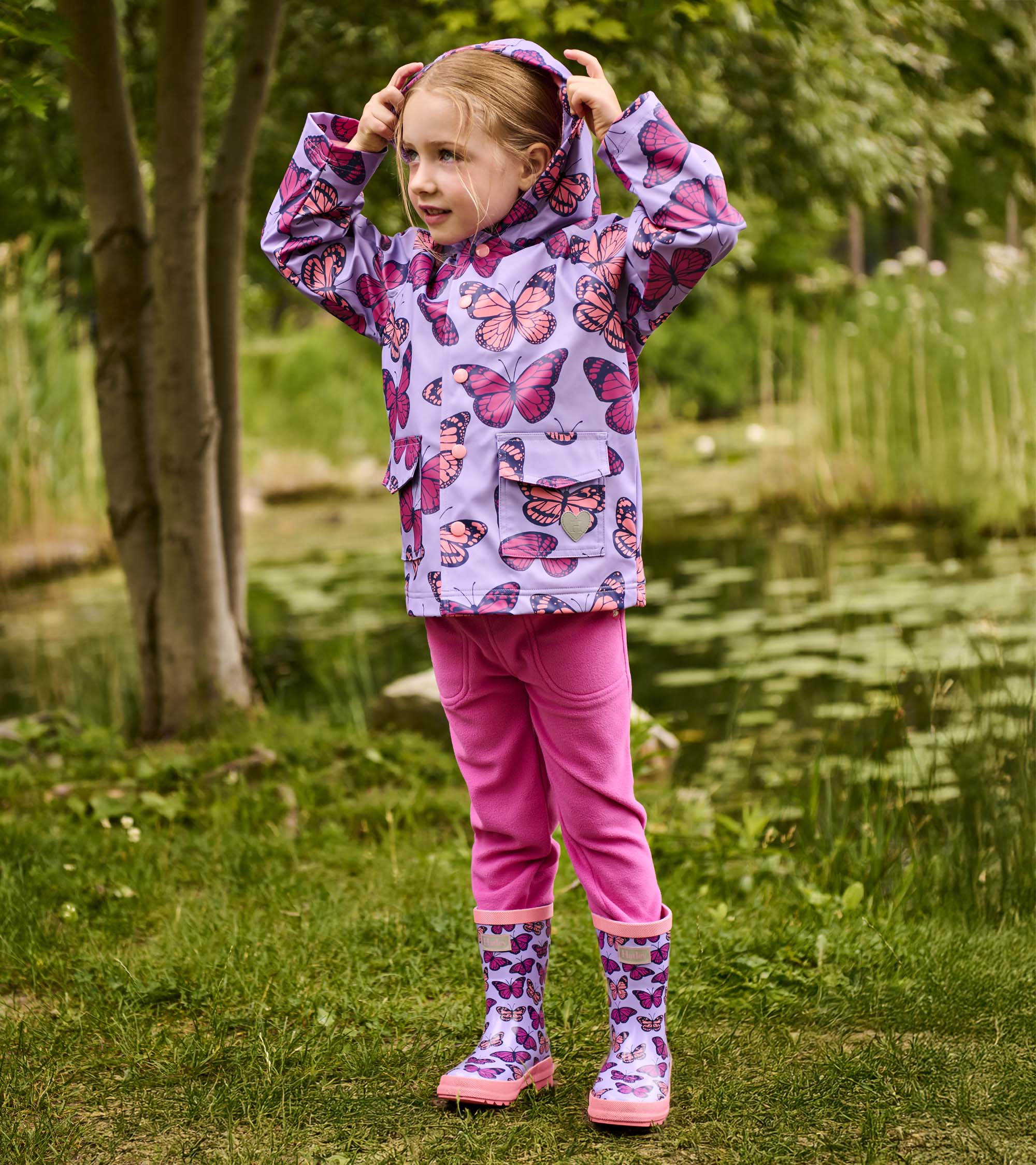 Hatley Girls Violet Butterflies Rain Jacket