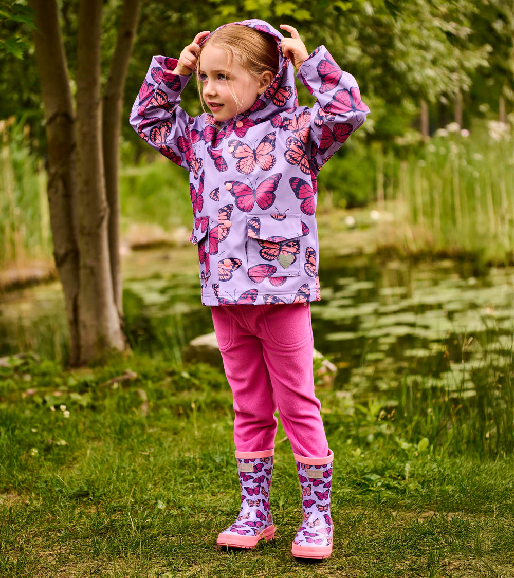 Hatley Girls Violet Butterflies Rain Jacket