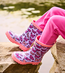 Hatley Girls Violet Butterflies Shiny Rain Boots