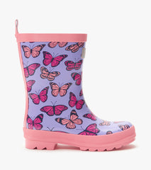 Hatley Girls Violet Butterflies Shiny Rain Boots