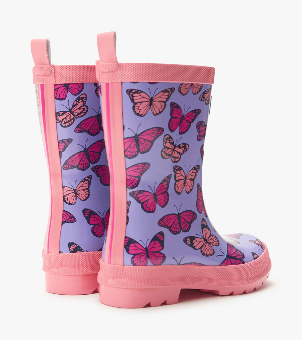 Hatley Girls Violet Butterflies Shiny Rain Boots