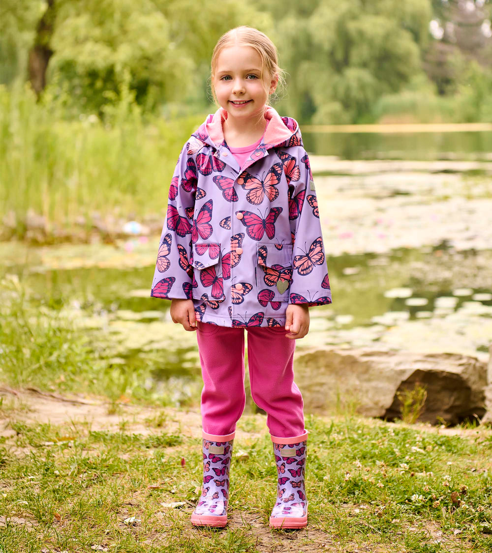 Hatley Girls Violet Butterflies Shiny Rain Boots