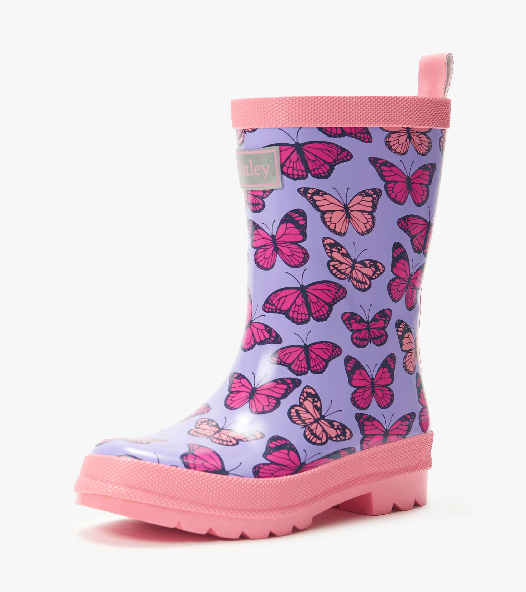 Hatley Girls Violet Butterflies Shiny Rain Boots