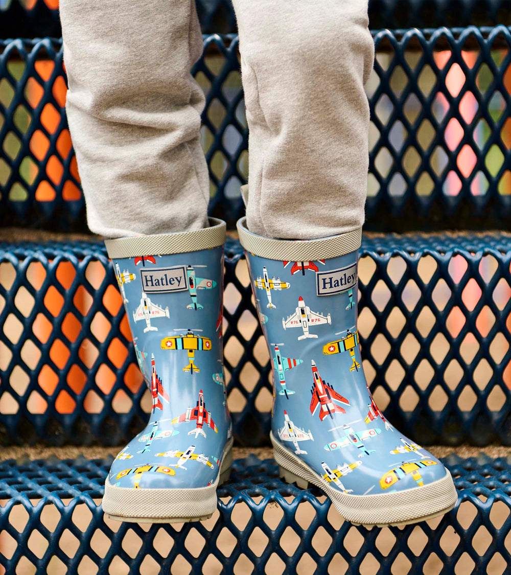 Hatley Boys Airplanes Shiny Rain Boots