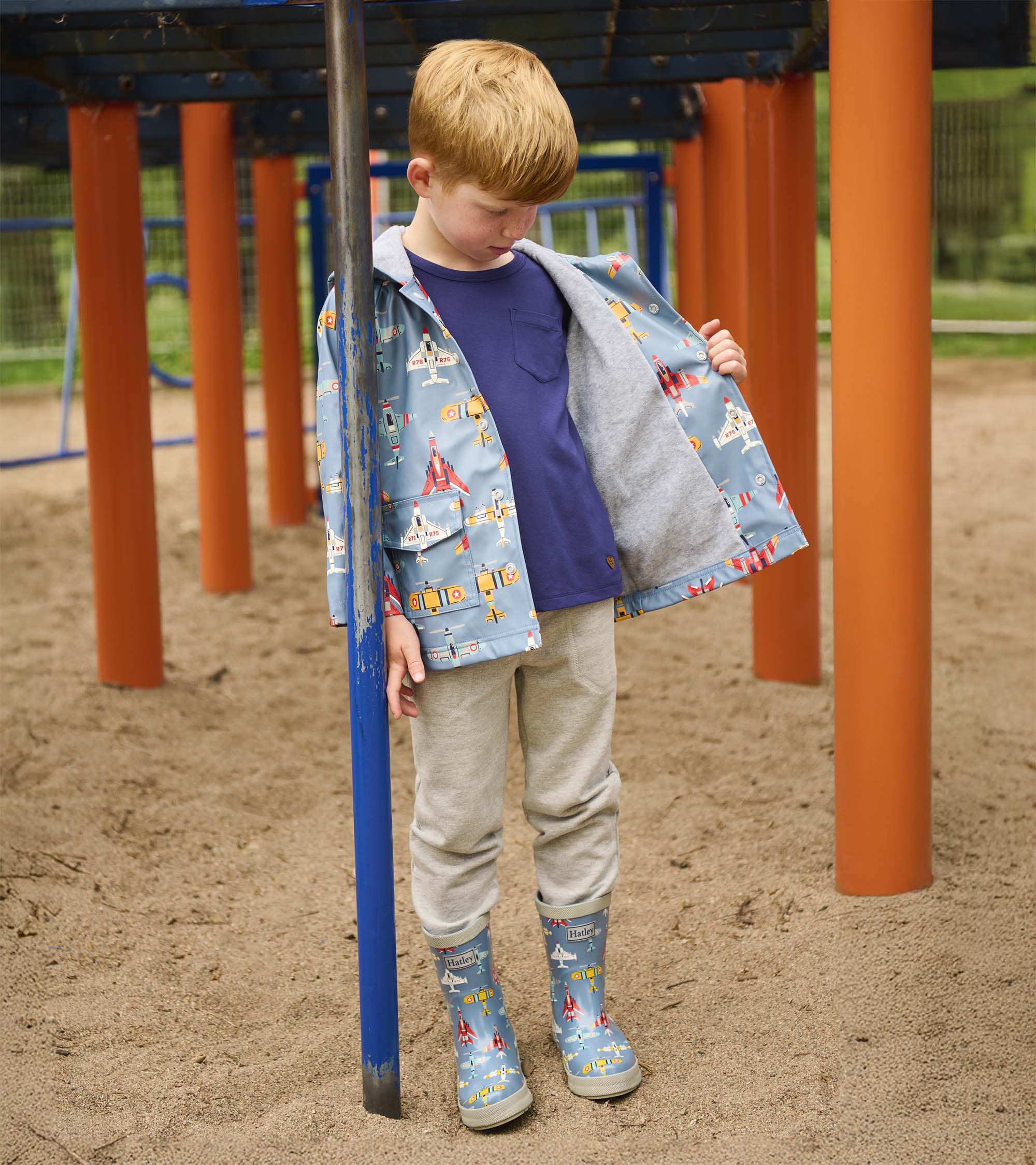 Hatley Boys Airplanes Shiny Rain Boots