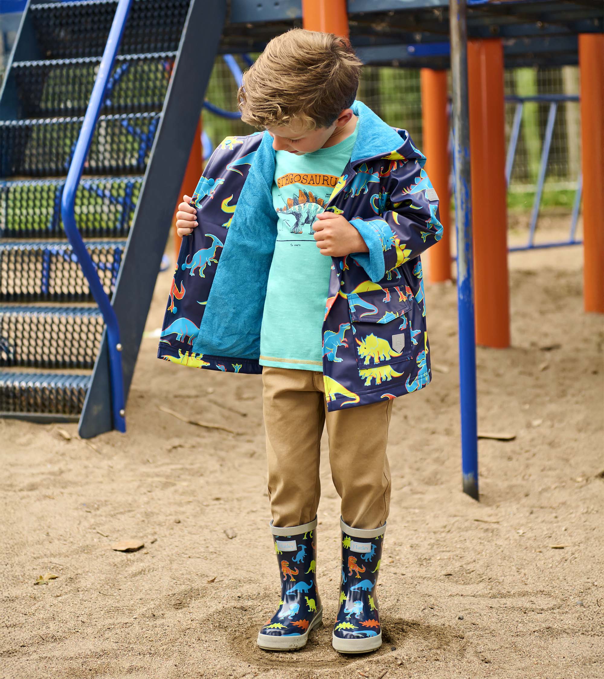 Hatley Boys Neon Dinos Rain Jacket